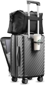 Travel Gift Ideas for Couples - Black Carry On Suitecase with Coffee Holder